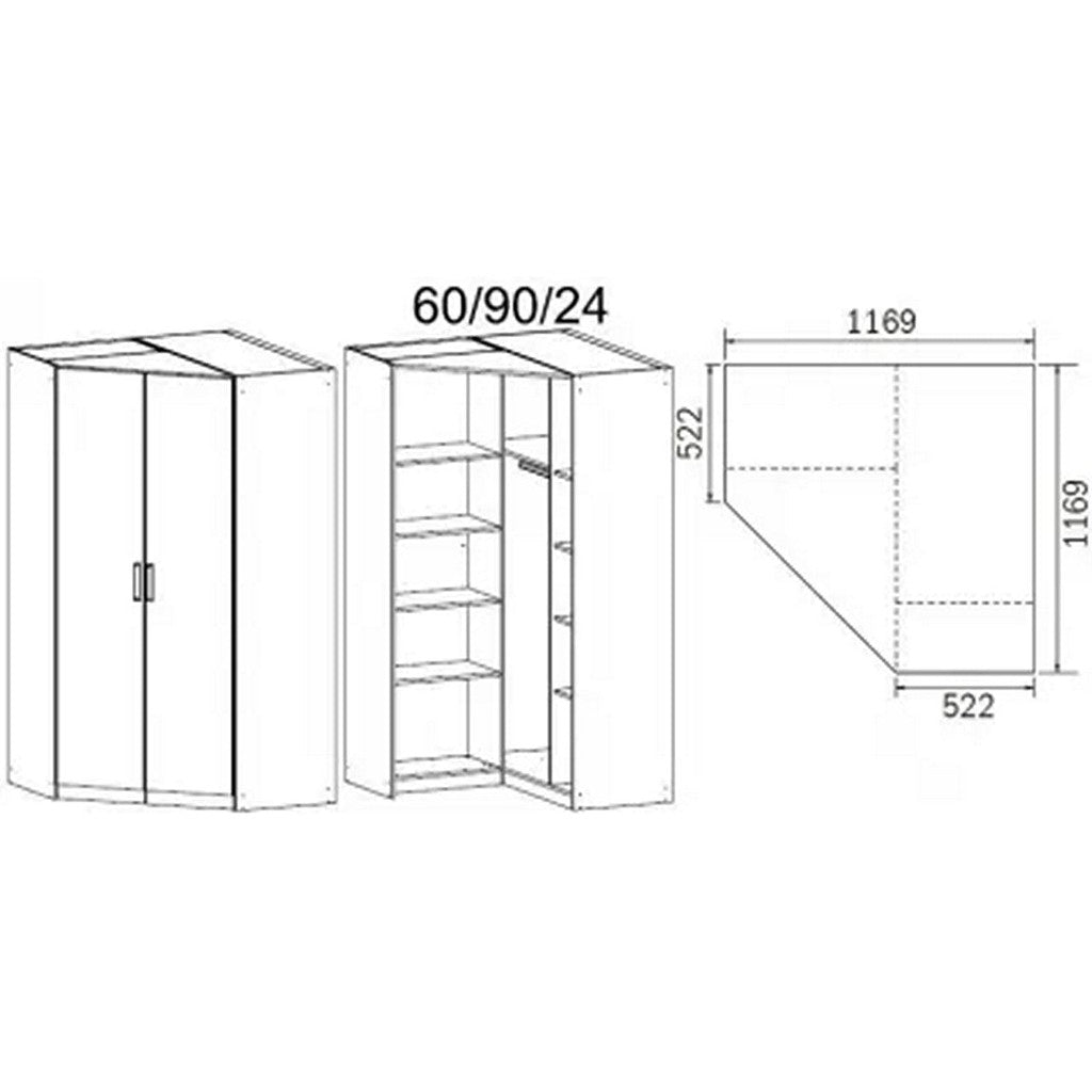 Rauch Rivera Range - Corner Wardrobe-Furniture-Rauch-White-1 Door-Levines Furniture