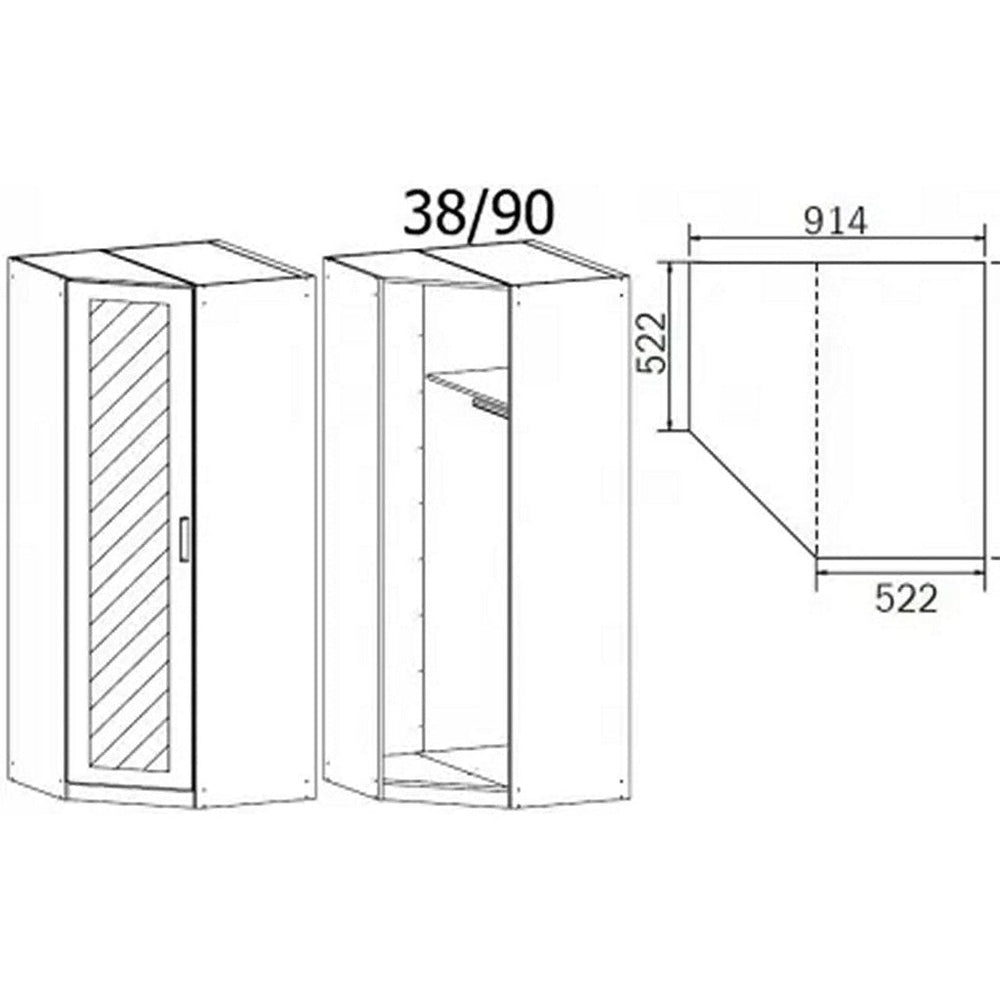 Rauch Rivera Range - Corner Wardrobe-Furniture-Rauch-White-1 Door-Levines Furniture