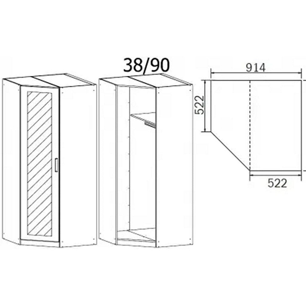 Rauch Rivera Range - Corner Wardrobe-Furniture-Rauch-White-1 Door-Levines Furniture