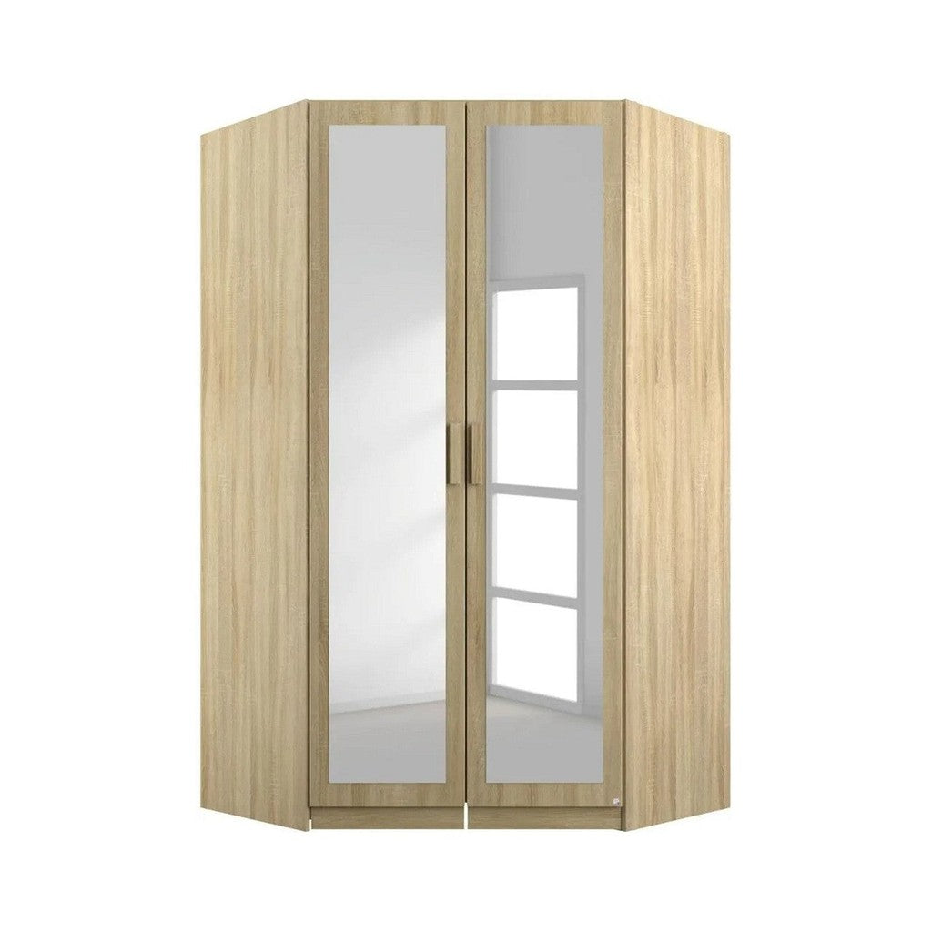 Rauch Rivera Range - Corner Wardrobe-Furniture-Rauch-Sonoma Oak-2 Doors Mirrored-Levines Furniture