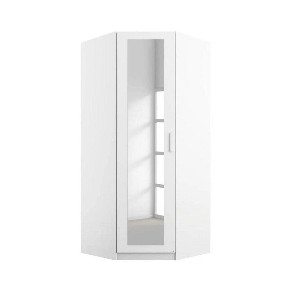 Rauch Rivera Range - Corner Wardrobe-Furniture-Rauch-White-1 Door Mirrored-Levines Furniture