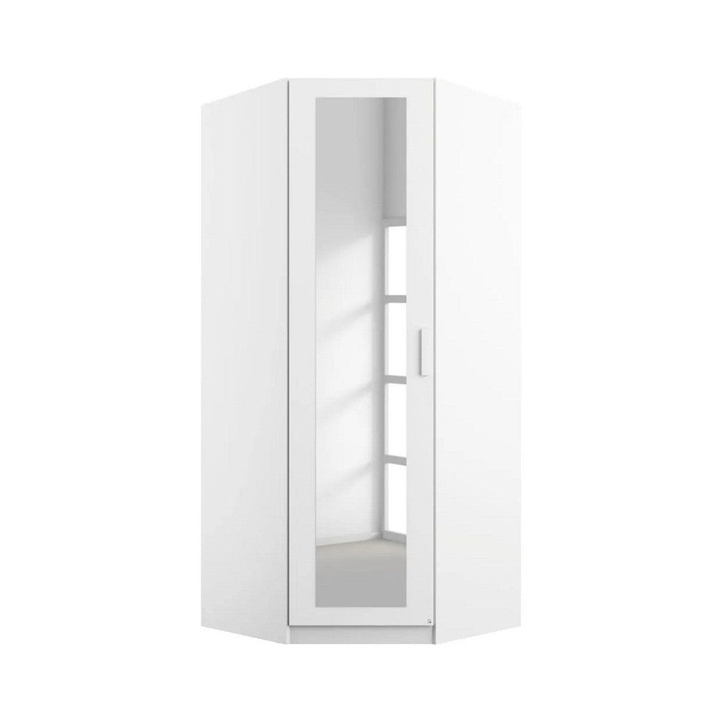 Rauch Rivera Range - Corner Wardrobe-Furniture-Rauch-White-1 Door Mirrored-Levines Furniture