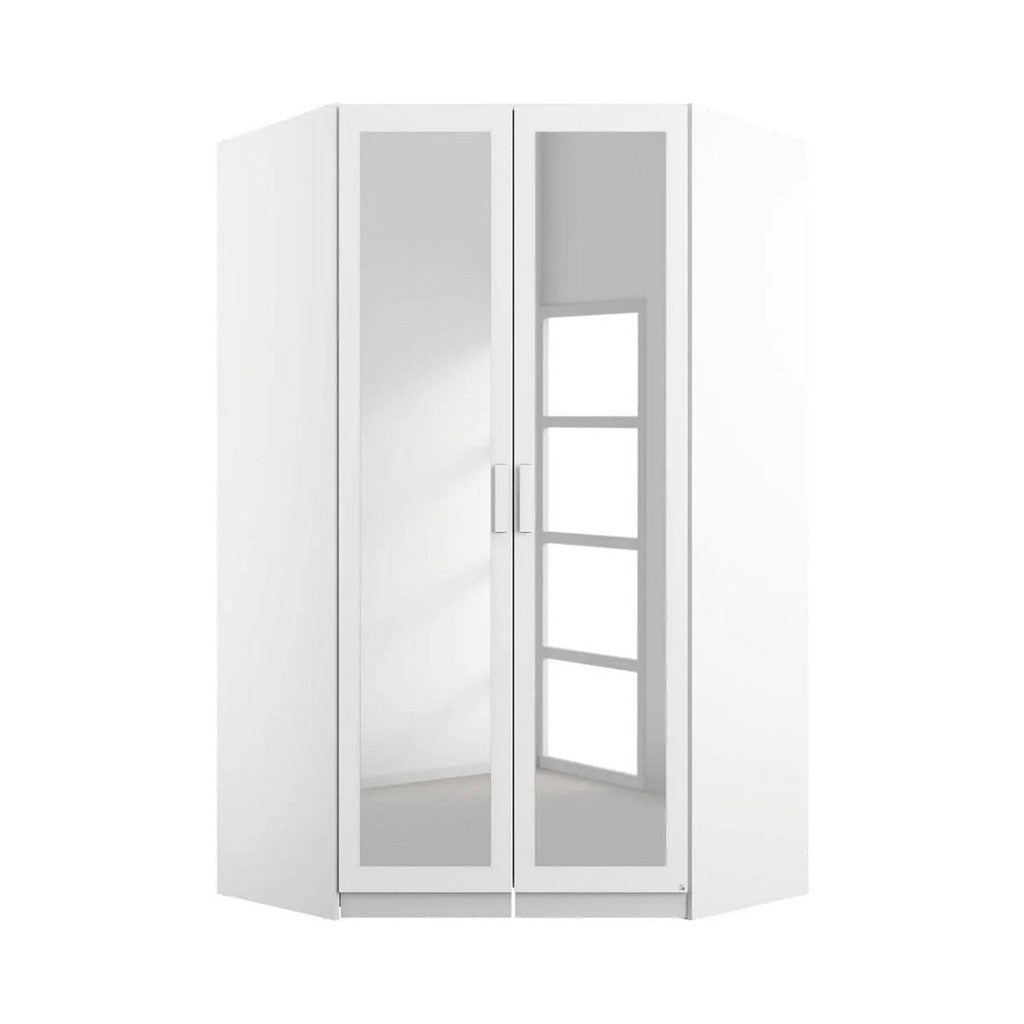 Rauch Rivera Range - Corner Wardrobe-Furniture-Rauch-White-2 Doors Mirrored-Levines Furniture