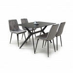 Timor 1.2m Black & 4 Vernon Grey Dining Set-Furniture-Shankar-Levines Furniture