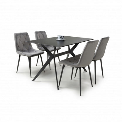 Timor 1.2m Black & 4 Vernon Grey Dining Set-Furniture-Shankar-Levines Furniture