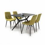 Timor 1.2m Black & 4 Vernon Yellow Dining Set-Furniture-Shankar-Levines Furniture