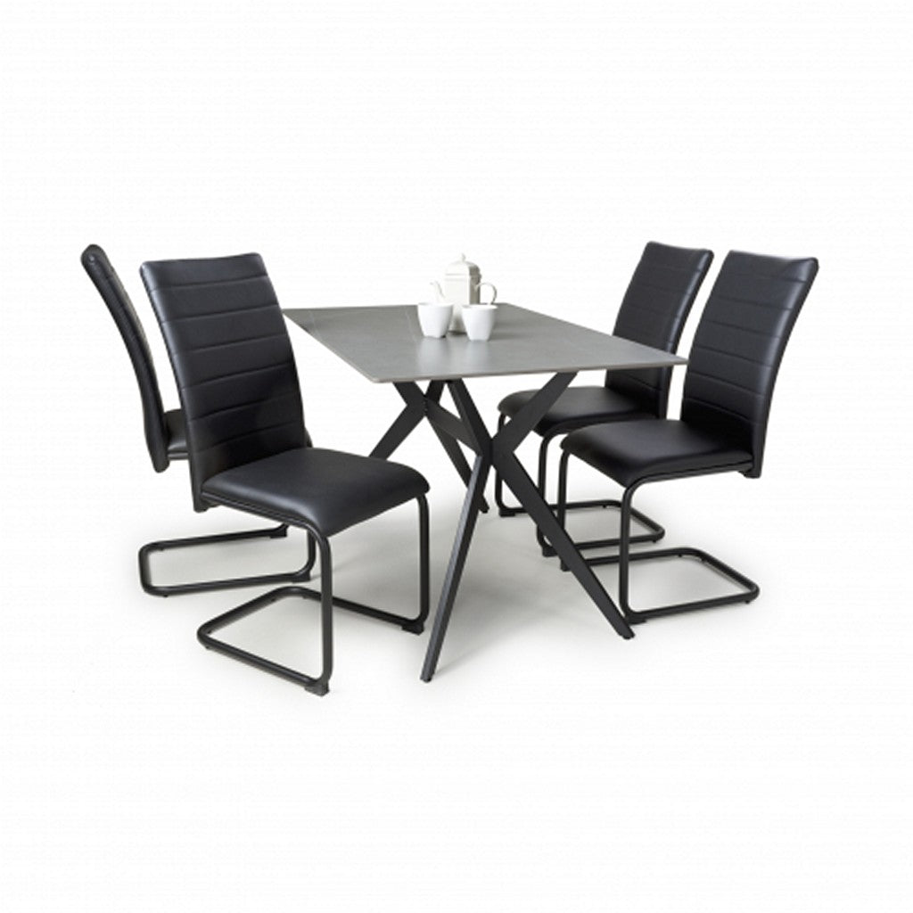 Timor 1.2m Grey & 4 Carlisle Black Dining Set-Furniture-Shankar-Levines Furniture