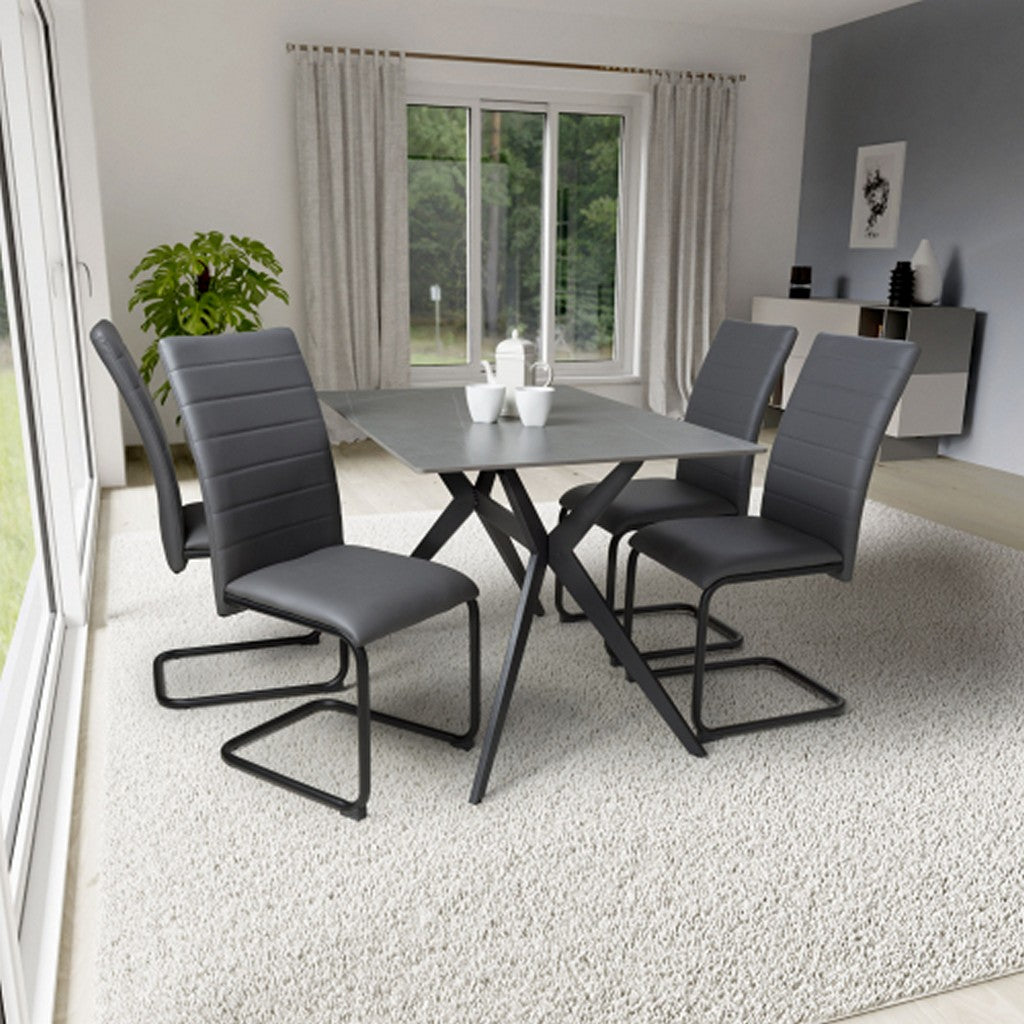 Timor 1.2m Grey & 4 Carlisle Grey Dining Set-Furniture-Shankar-Levines Furniture