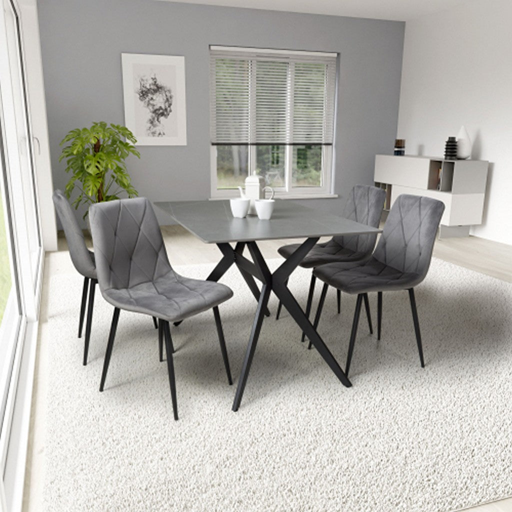 Timor 1.2m Grey & 4 Vernon Grey Dining Set-Furniture-Shankar-Levines Furniture