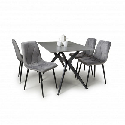 Timor 1.2m Grey & 4 Vernon Grey Dining Set-Furniture-Shankar-Levines Furniture