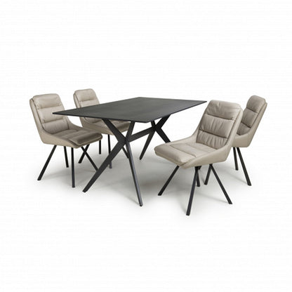 Timor 1.6m Black & 4 Arnhem Cream Dining Set-Furniture-Shankar-Levines Furniture