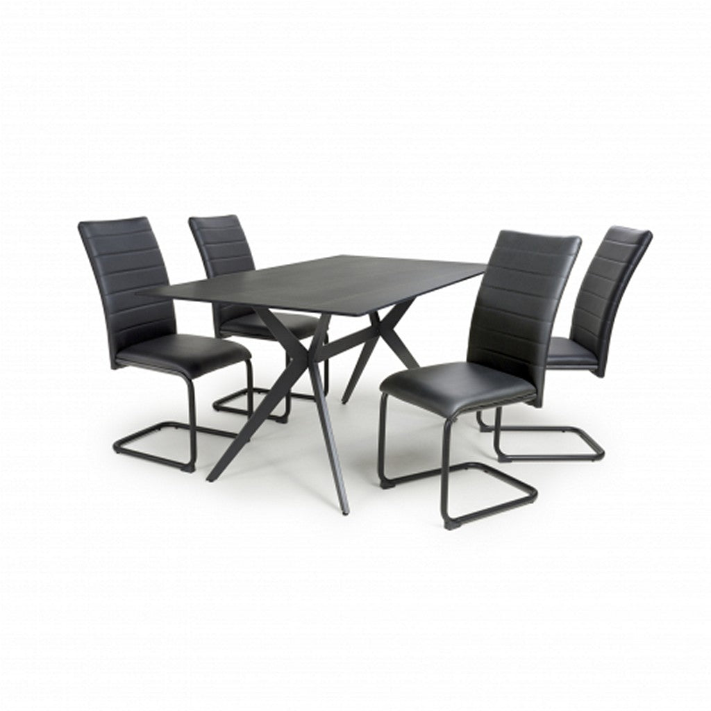 Timor 1.6m Black & 4 Carlisle Black Dining Set-Furniture-Shankar-Levines Furniture