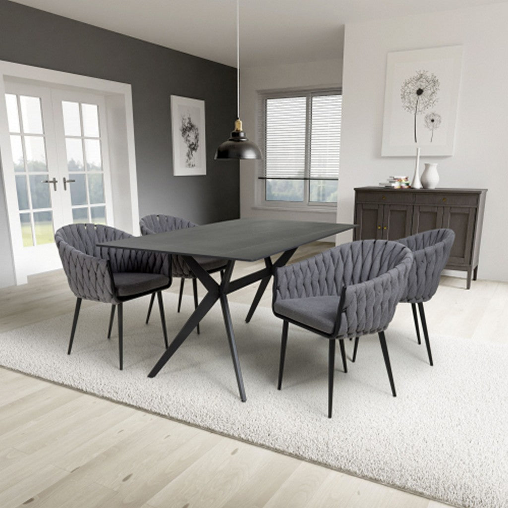 Timor 1.6m Black & 4 Pandora Grey Dining Set-Furniture-Shankar-Levines Furniture