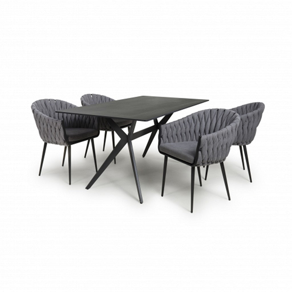 Timor 1.6m Black & 4 Pandora Grey Dining Set-Furniture-Shankar-Levines Furniture