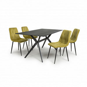 Timor Extending Black & 6 Arnhem Cream Dining Set-Furniture-Shankar-Levines Furniture