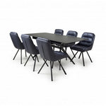 Timor Extending Black & 6 Arnhem Midnight Blue Dining Set-Furniture-Shankar-Levines Furniture