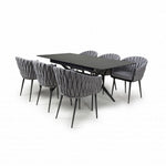 Timor Extending Black & 6 Pandora Grey Dining Set-Furniture-Shankar-Levines Furniture