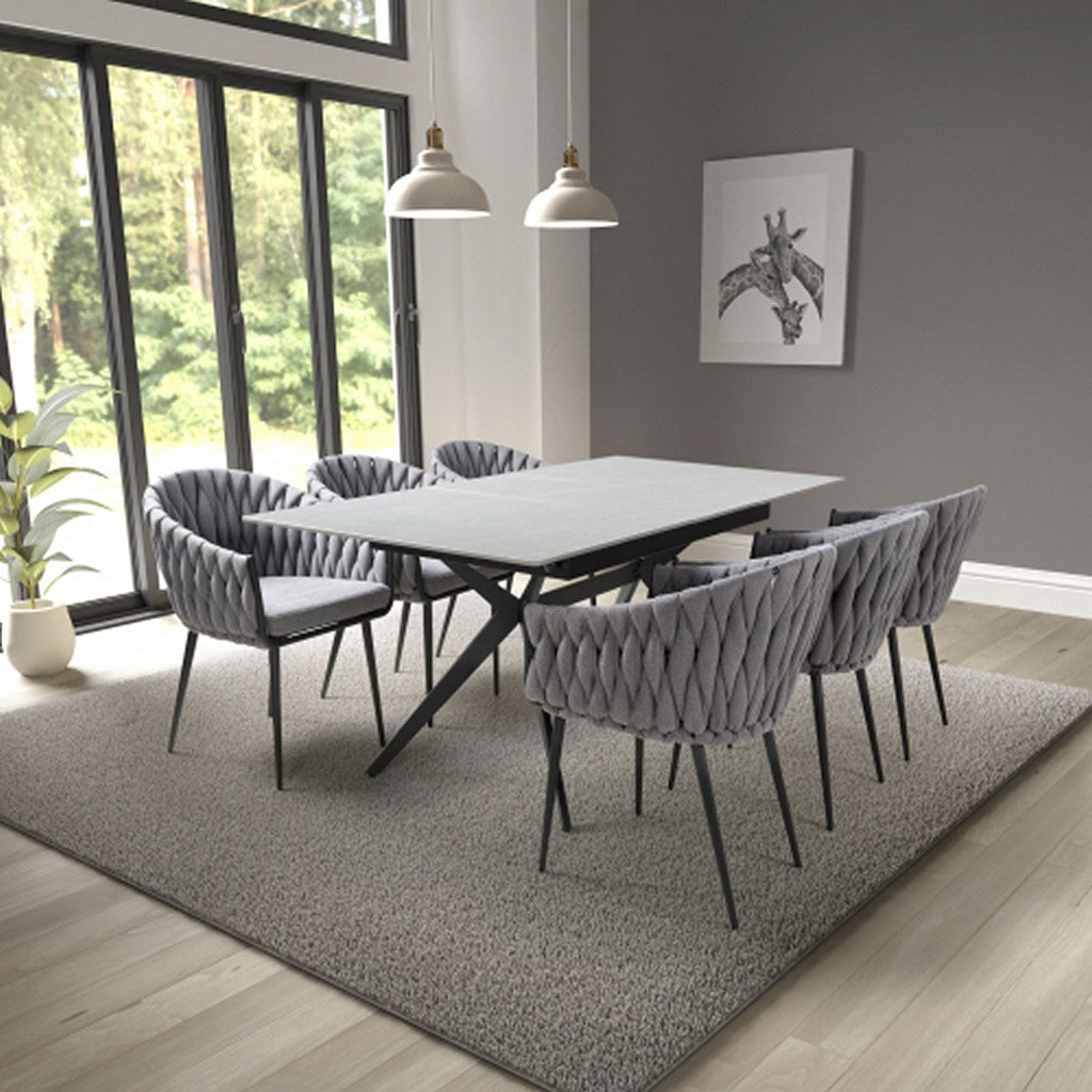 Timor Extending Grey & 6 Pandora Grey Dining Set-Furniture-Shankar-Levines Furniture