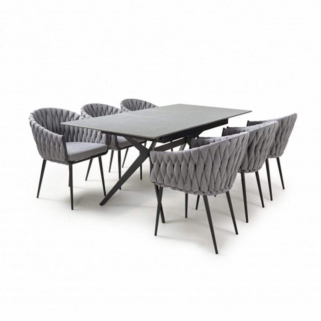 Timor Extending Grey & 6 Pandora Grey Dining Set-Furniture-Shankar-Levines Furniture