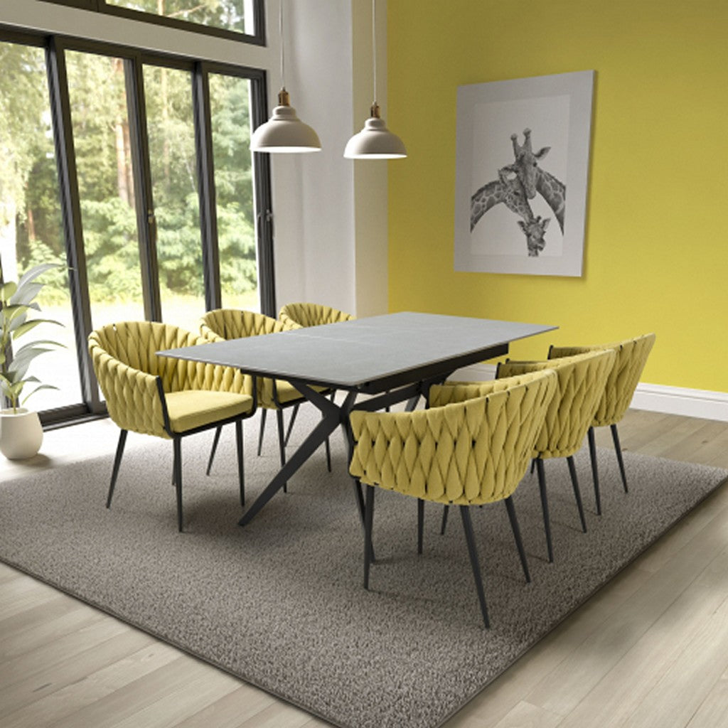 Timor Extending Grey & 6 Pandora Yellow Dining Set-Furniture-Shankar-Levines Furniture