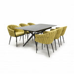 Timor Extending Grey & 6 Pandora Yellow Dining Set-Furniture-Shankar-Levines Furniture