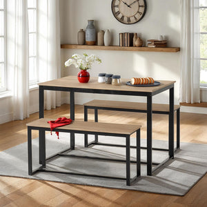 Lincoln 1+2 Dining Bench Set - SONOMA OAK EFFECT/BLACK