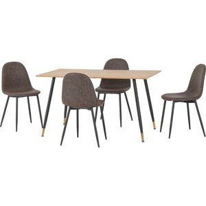 Hamilton Medium Dining Set with Athens Chairs - Medium Oak Effect/Black/Brown Faux Leather