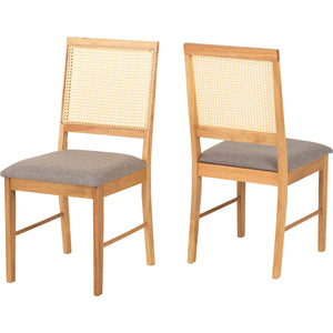 Ellis Chair (Box of 2) - OAK EFFECT/GREY FABRIC
