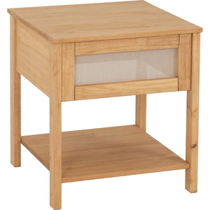 Corona Rattan Side Table - DISTRESSED WAX PINE/RATTAN EFFECT