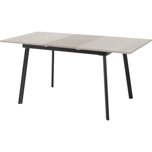Avery Extending Dining Set with Lukas Chairs - Concrete/Grey Oak Effect/Black/Emerald Green Velvet