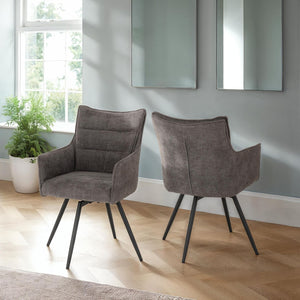 Lewis Carver Swivel Chair (2 Per Box) - GREY FABRIC