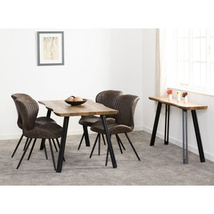 Quebec Wave Edge Dining Table - Medium Oak Effect/Black