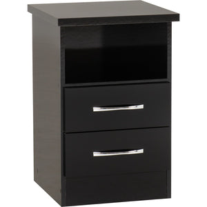 Nevada 2 Drawer Bedside - BLACK GLOSS