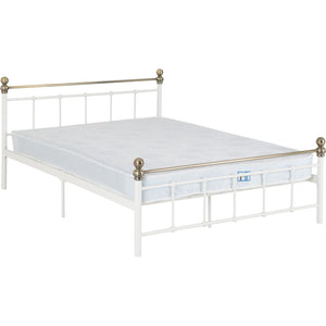 Marlborough 4'6" Bed - White/Antique Brass