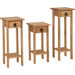 Corona Plant Stands (Set of 3) - DISTRESSED WAXED PINE