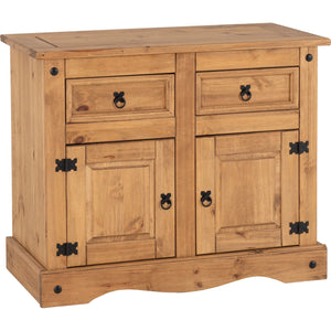 Corona 2 Door 2 Drawer Sideboard - DISTRESSED WAXED PINE