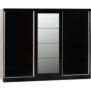 Nevada 3 Door Sliding Wardrobe - BLACK GLOSS