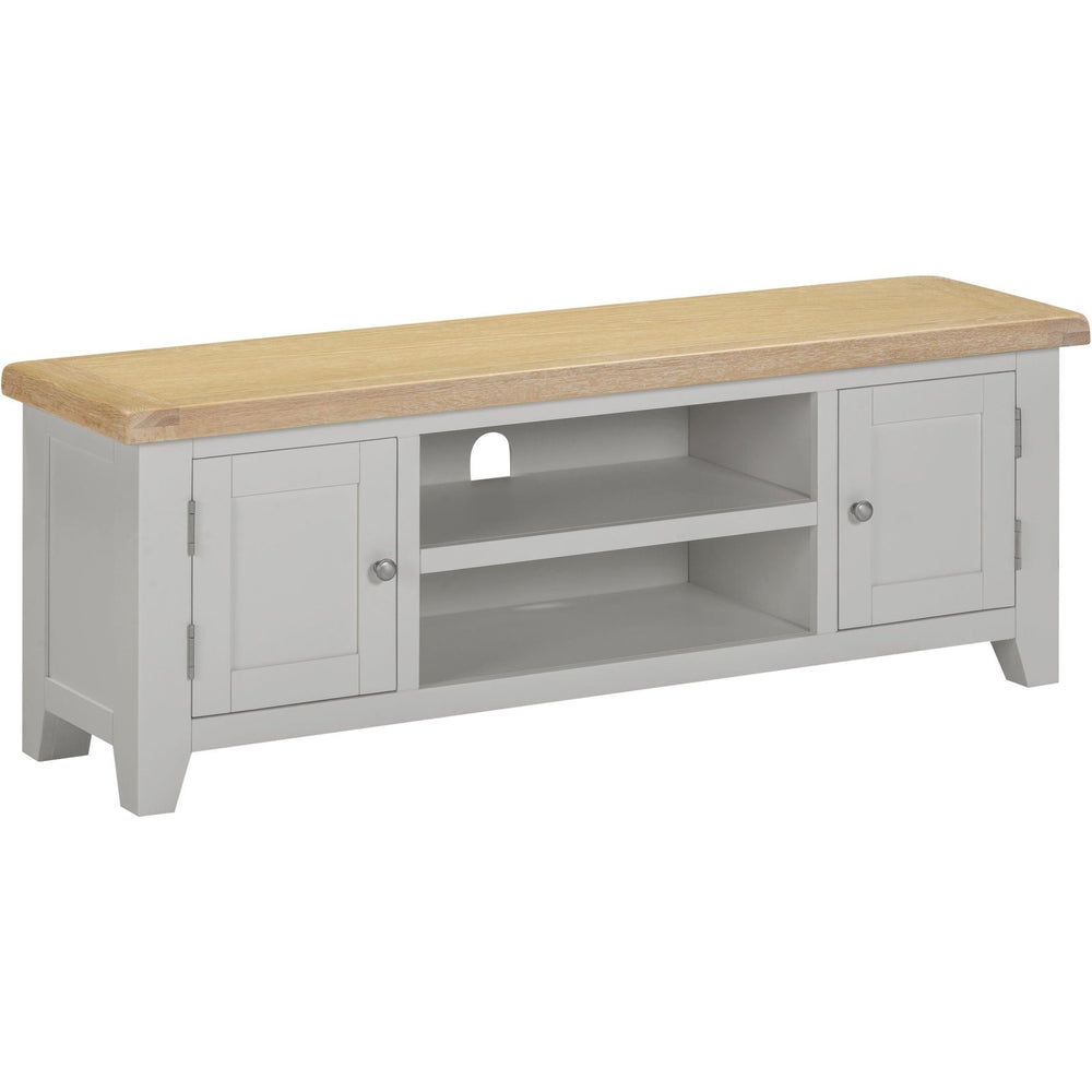 Windsor Straight TV Unit - PEBBLE GREY/OAK