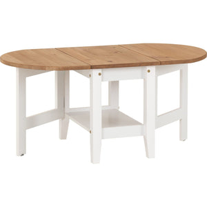 Santos Drop Leaf Coffee Table - WHITE/DISTRESSED WAXED PINE