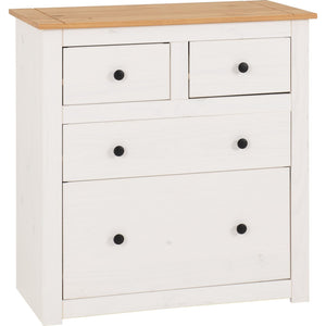 Panama 2+2 Drawer Chest - WHITE/NATURAL WAX