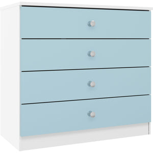 Denver 4 Drawer Chest - WHITE/BLUE GLOSS