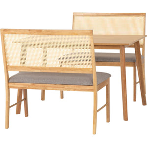 Austin & Ellis 1+2 Dining Bench Set - OAK EFFECT/GREY FABRIC