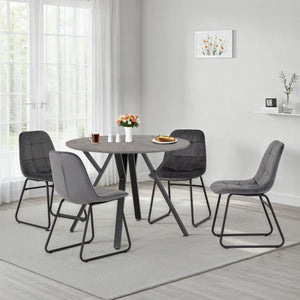 Athens Round Dining Set with Lukas Chairs - CONCRETE/GREY VELVET