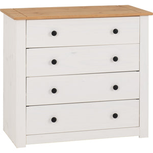 Panama 4 Drawer Chest - WHITE/NATURAL WAX
