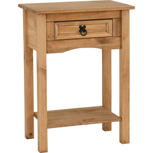 Corona 1 Drawer Console Table with Shelf - DISTRESSED WAXED PINE