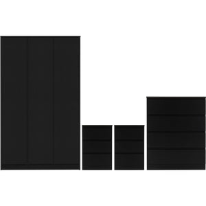 Malvern 3 Door Wardrobe Bedroom Set - BLACK