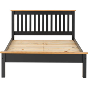Monaco 5' Bed Low Foot End - DARK GREY/OAK EFFECT