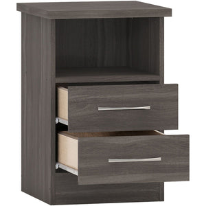 Nevada 2 Drawer Bedside - BLACK WOOD GRAIN