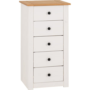 Panama 5 Drawer Chest - WHITE/NATURAL WAX
