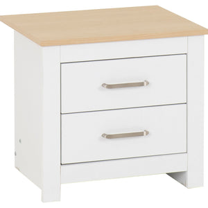 Portland 2 Drawer Bedside - WHITE/OAK EFFECT